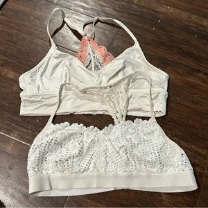 Set of Aerie Cream T Back Bralettes